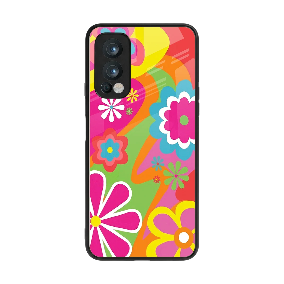 Floral Fusion back phone cover | glass case for oneplus nord 2