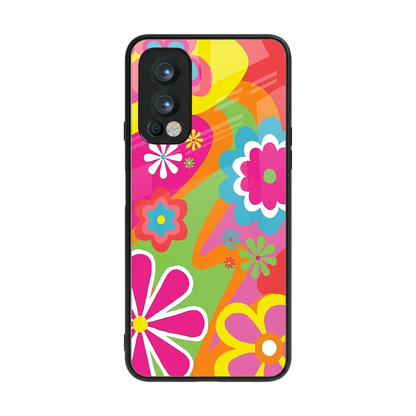 Floral Fusion back phone cover | glass case for oneplus nord 2