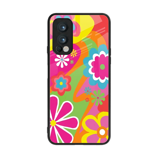 Floral Fusion back phone cover | glass case for oneplus nord 2