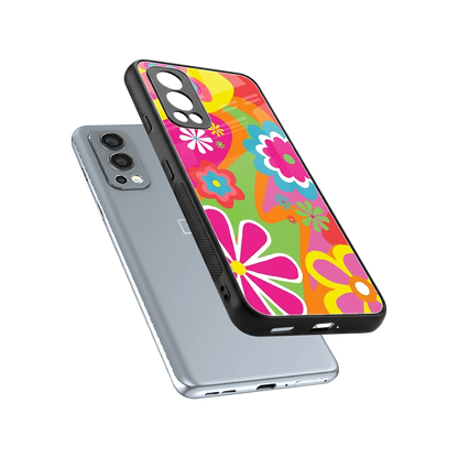 Floral Fusion sleek oneplus nord 2 cover with tempered glass back and TPU edges
