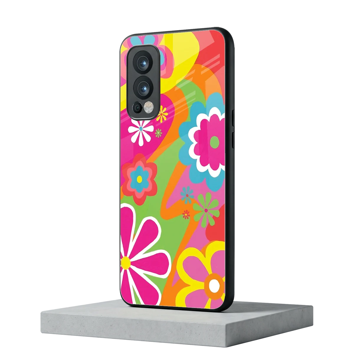 Floral Fusion oneplus nord 2 mobile cover | shockproof glass phone case