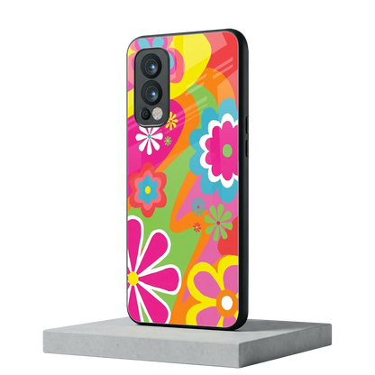 Floral Fusion oneplus nord 2 mobile cover | shockproof glass phone case