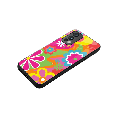 Floral Fusion stylish phone case for oneplus nord 2 | glossy glass and slim fit