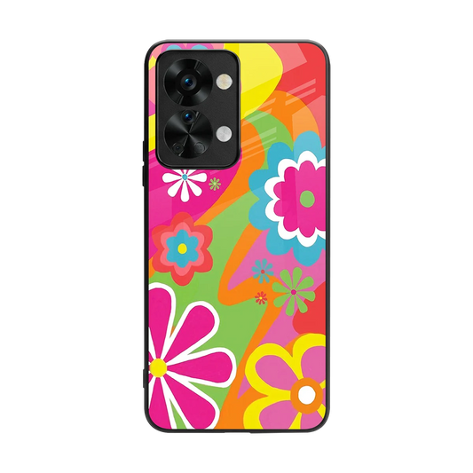 Floral Fusion back phone cover | glass case for oneplus nord 2t
