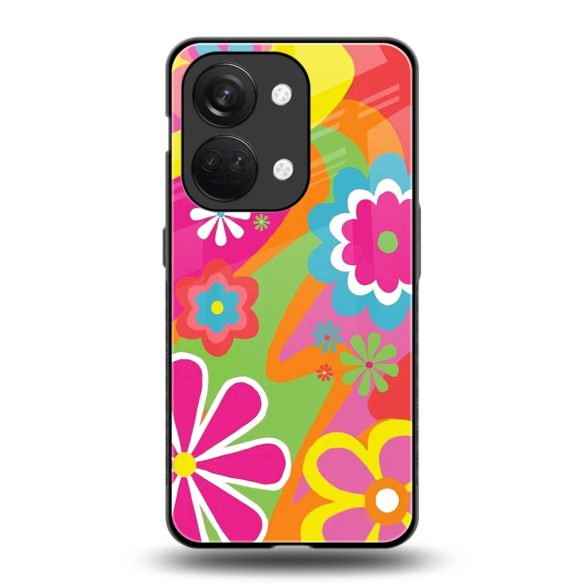 Floral Fusion back phone cover | glass case for oneplus nord 3