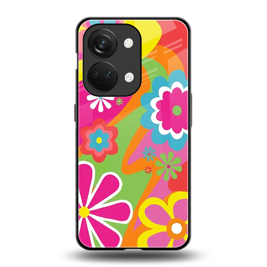 Floral Fusion back phone cover | glass case for oneplus nord 3