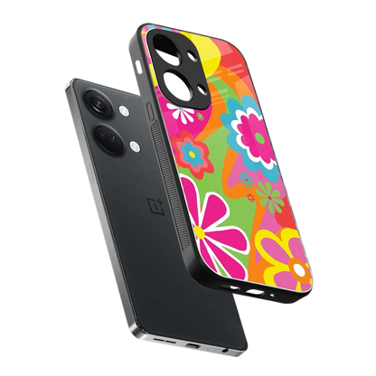 Floral Fusion sleek oneplus nord 3 cover with tempered glass back and TPU edges