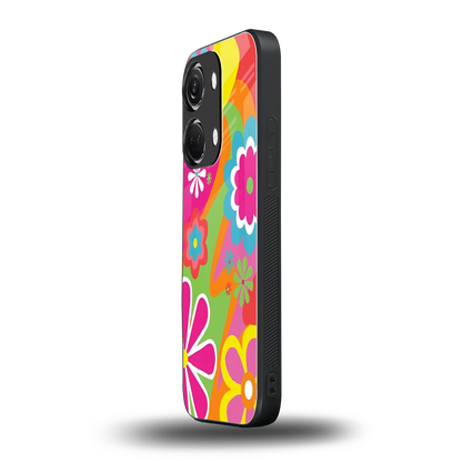 Floral Fusion oneplus nord 3 mobile cover | shockproof glass phone case