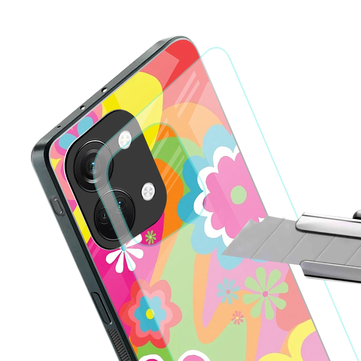 Floral Fusion stylish phone case for oneplus nord 3 | glossy glass and slim fit