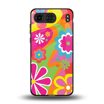 Floral Fusion back phone cover | glass case for oneplus nord 4