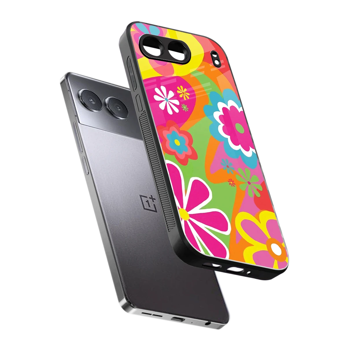 Floral Fusion sleek oneplus nord 4 cover with tempered glass back and TPU edges