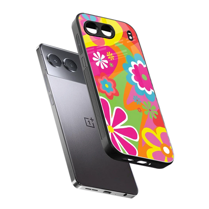 Floral Fusion sleek oneplus nord 4 cover with tempered glass back and TPU edges