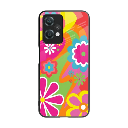 Floral Fusion back phone cover | glass case for oneplus nord ce 2 lite