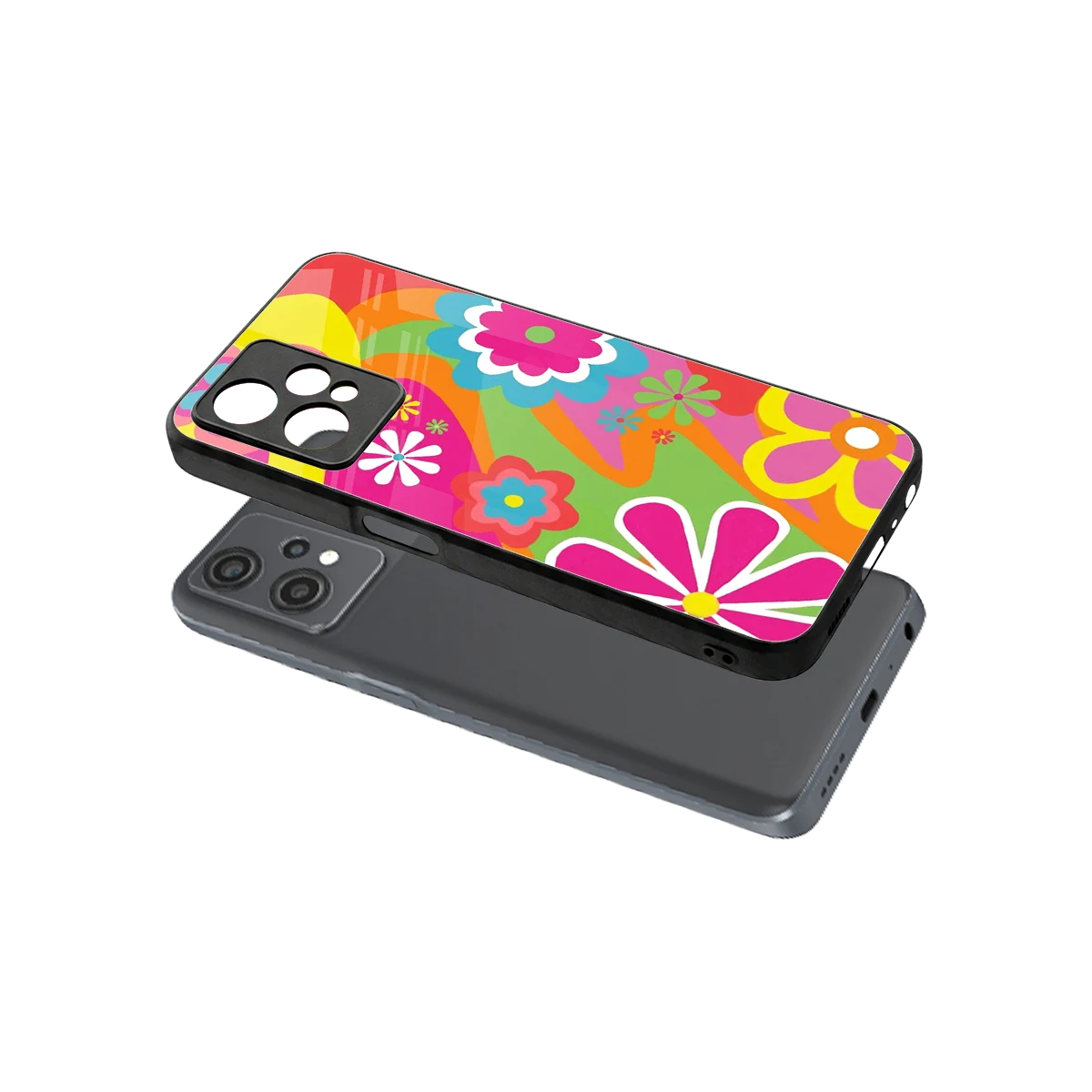 Floral Fusion sleek oneplus nord ce 2 lite cover with tempered glass back and TPU edges