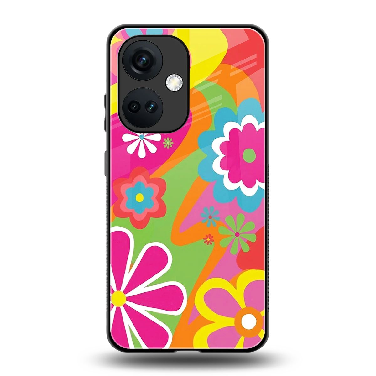 Floral Fusion back phone cover | glass case for oneplus nord ce 3