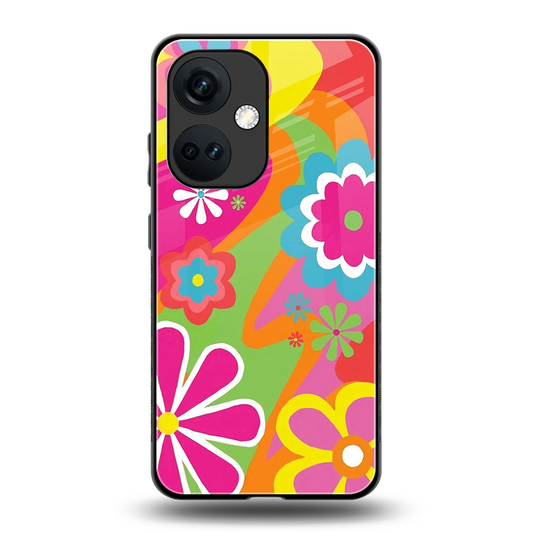 Floral Fusion back phone cover | glass case for oneplus nord ce 3