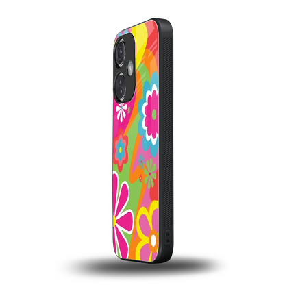 Floral Fusion oneplus nord ce 3 mobile cover | shockproof glass phone case
