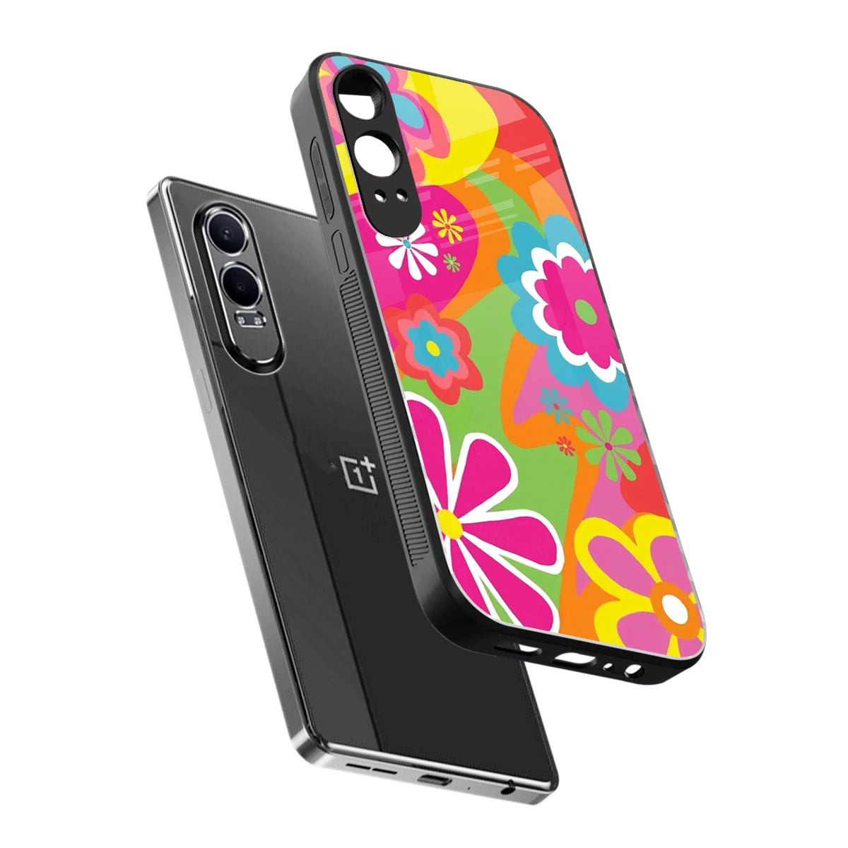 Floral Fusion sleek oneplus nord ce 4 lite cover with tempered glass back and TPU edges