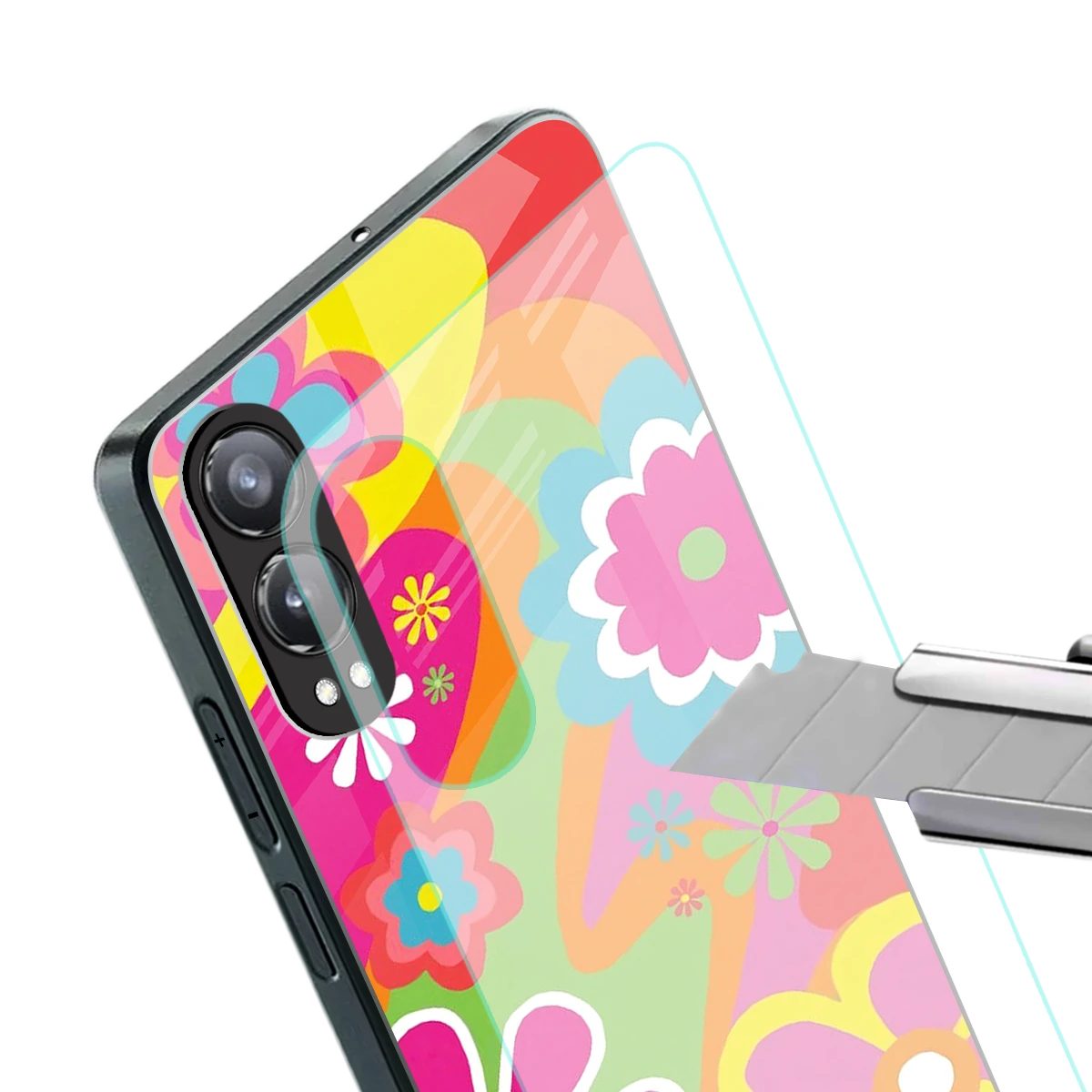 Floral Fusion stylish phone case for oneplus nord ce 4 lite | glossy glass and slim fit
