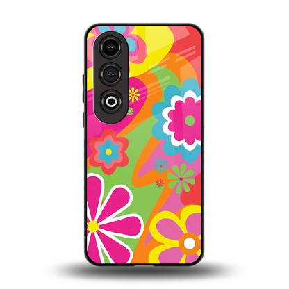 Floral Fusion back phone cover | glass case for oneplus nord ce 4