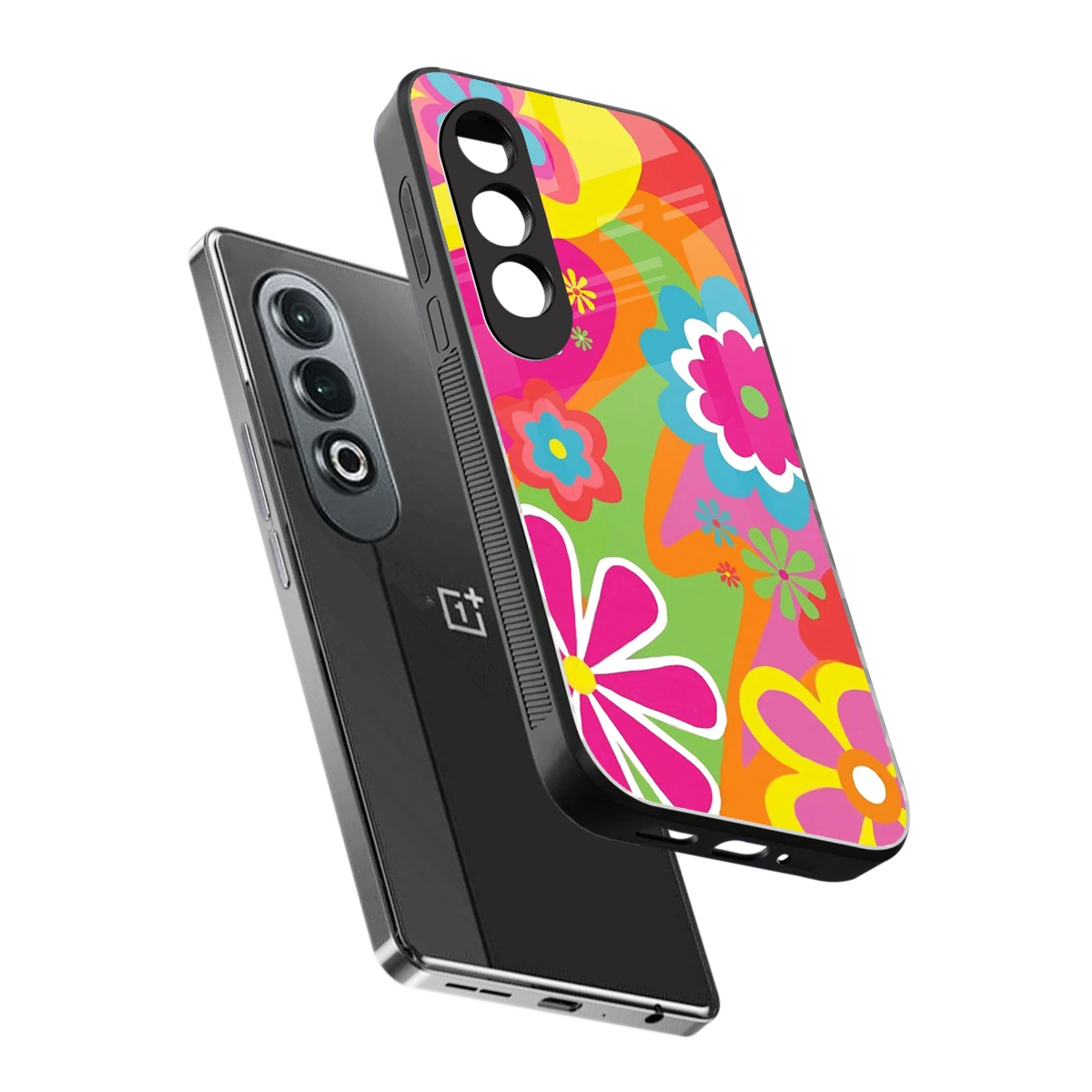 Floral Fusion sleek oneplus nord ce 4 cover with tempered glass back and TPU edges