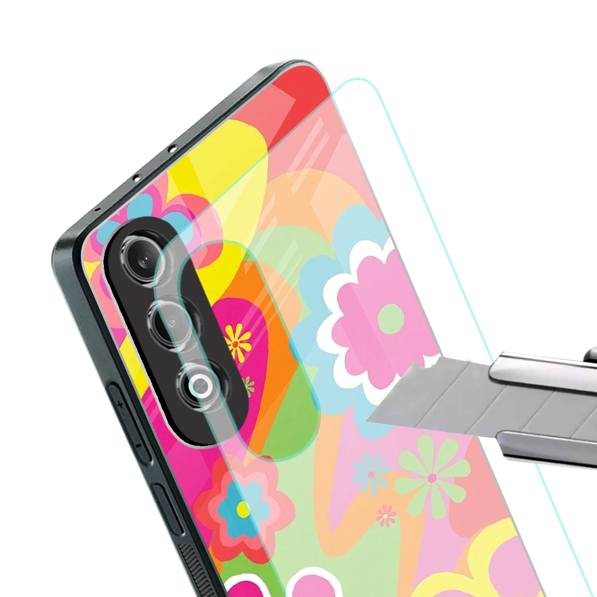 Floral Fusion stylish phone case for oneplus nord ce 4 | glossy glass and slim fit