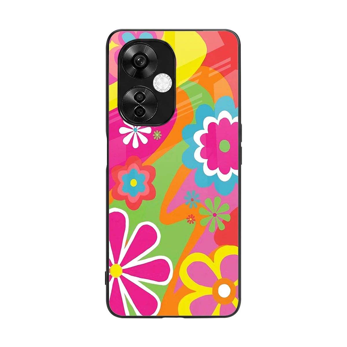 Floral Fusion back phone cover | glass case for oneplus nord ce 3 lite