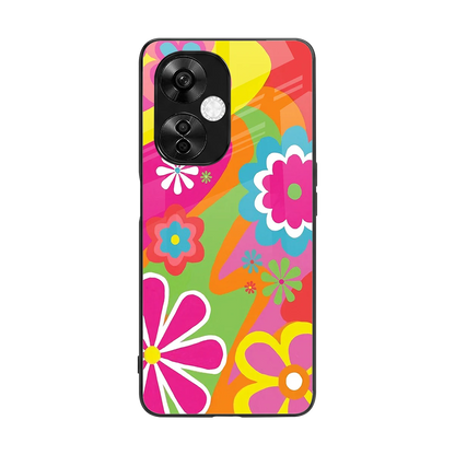 Floral Fusion back phone cover | glass case for oneplus nord ce 3 lite