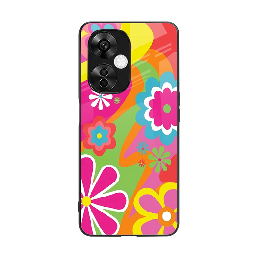 Floral Fusion back phone cover | glass case for oneplus nord ce 3 lite
