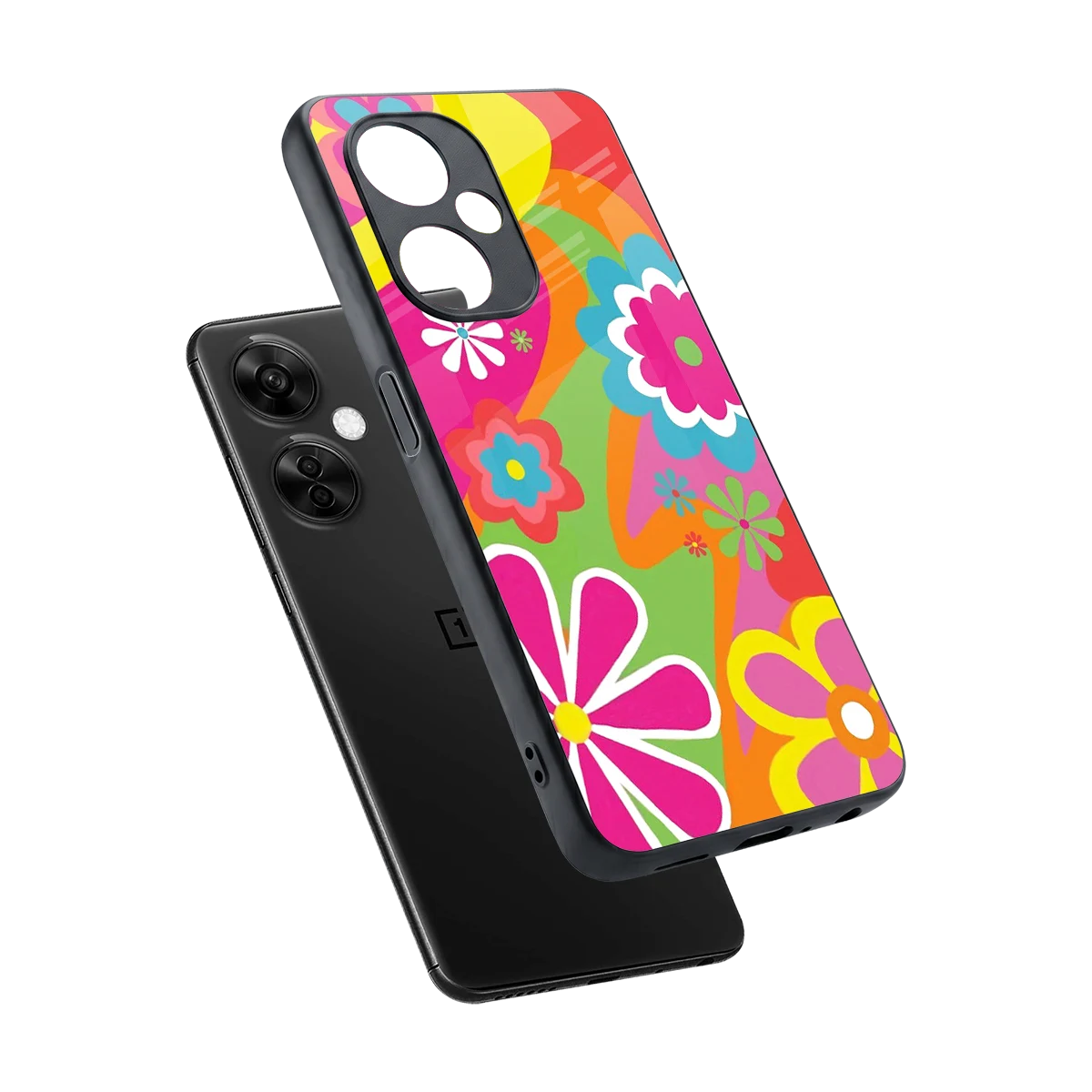 Floral Fusion sleek oneplus nord ce 3 lite cover with tempered glass back and TPU edges
