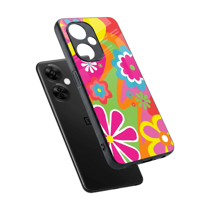 Floral Fusion sleek oneplus nord ce 3 lite cover with tempered glass back and TPU edges