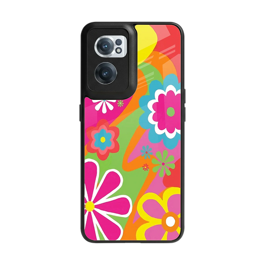 Floral Fusion back phone cover | glass case for oneplus nord ce 2