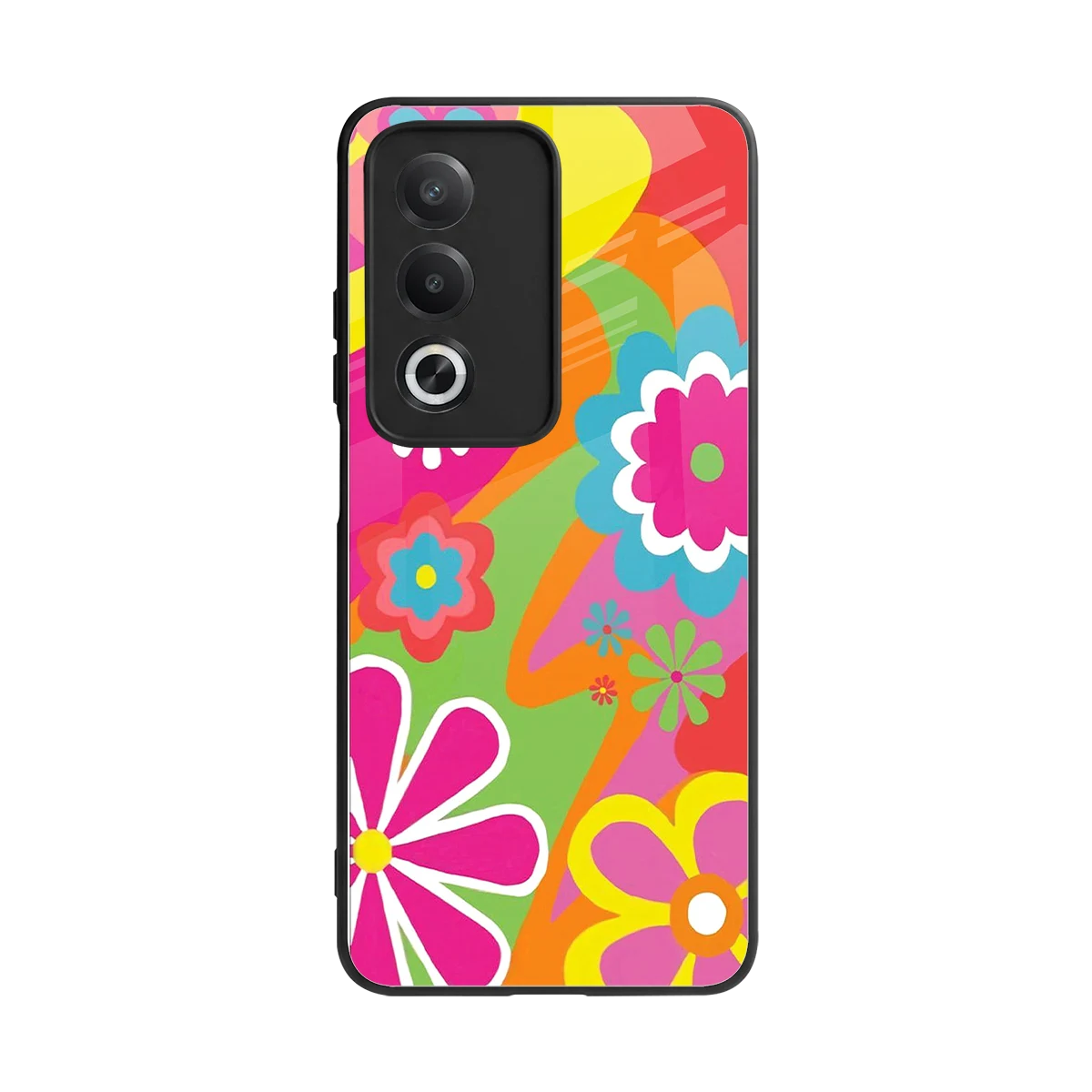 Floral Fusion back phone cover | glass case for oppo a3 pro