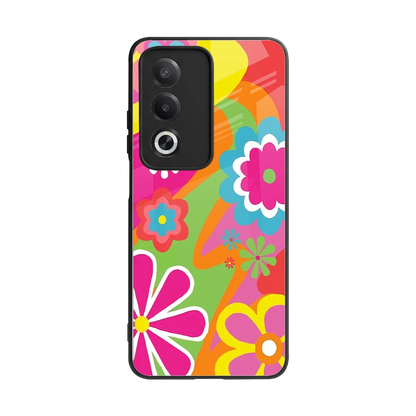Floral Fusion back phone cover | glass case for oppo a3 pro