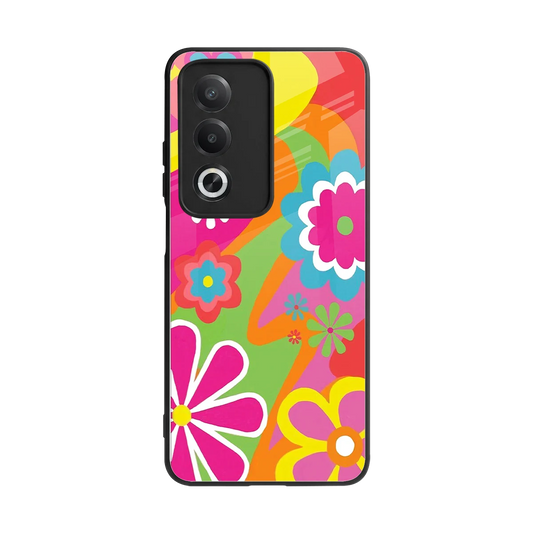 Floral Fusion back phone cover | glass case for oppo a3 pro