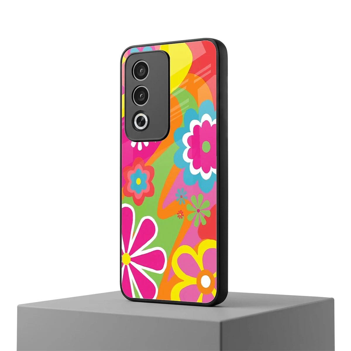Floral Fusion oppo a3 pro mobile cover | shockproof glass phone case