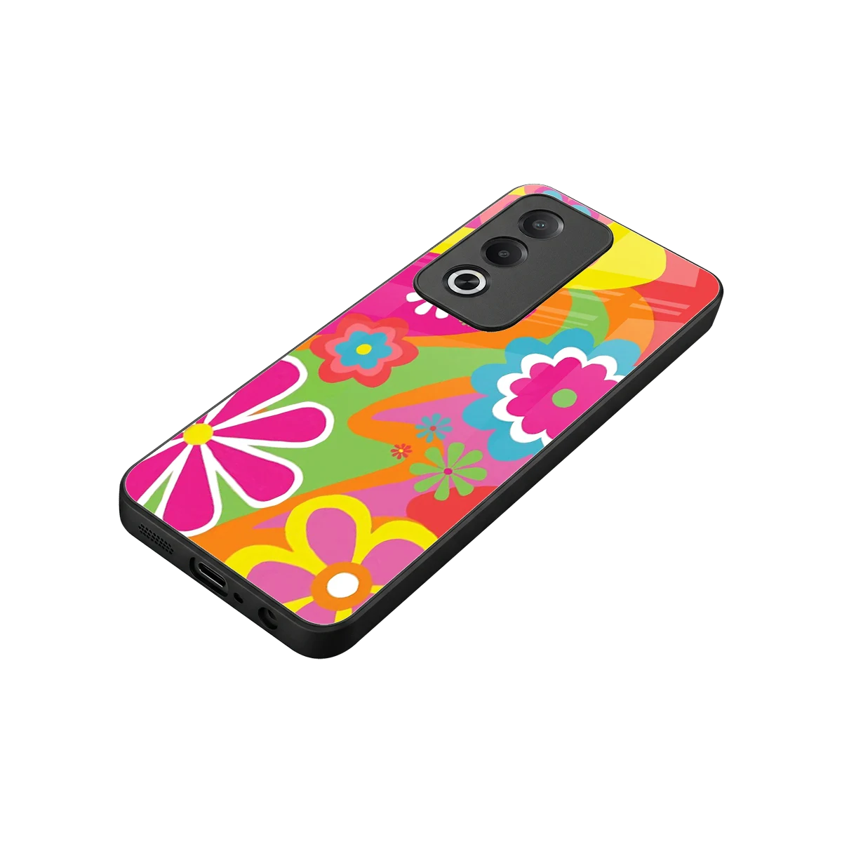 Floral Fusion stylish phone case for oppo a3 pro | glossy glass and slim fit