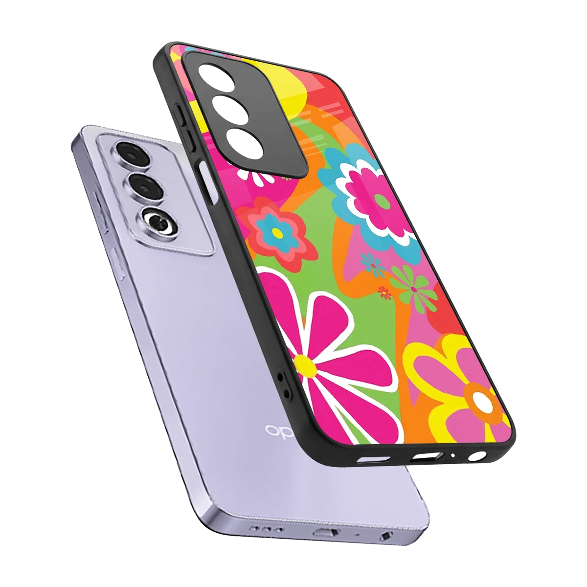Floral Fusion sleek oppo a3 pro cover with tempered glass back and TPU edges