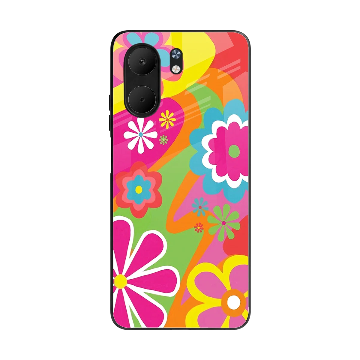 Floral Fusion back phone cover | glass case for oppo a5x 5g