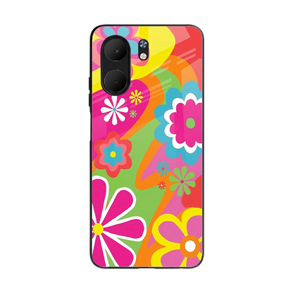 Floral Fusion back phone cover | glass case for oppo a5x 5g