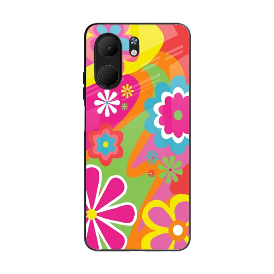 Floral Fusion back phone cover | glass case for oppo a5x 5g