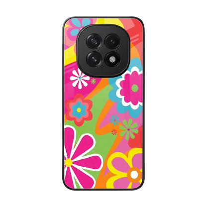 Floral Fusion back phone cover | glass case for oppo f29 5g