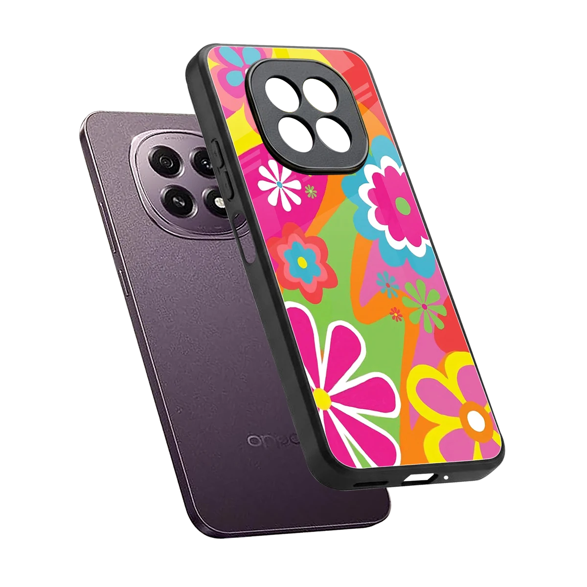 Floral Fusion sleek oppo f29 5g cover with tempered glass back and TPU edges