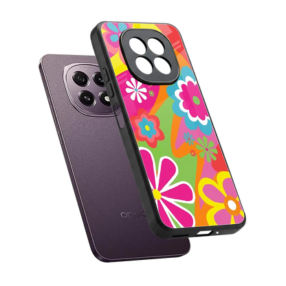 Floral Fusion sleek oppo f29 5g cover with tempered glass back and TPU edges