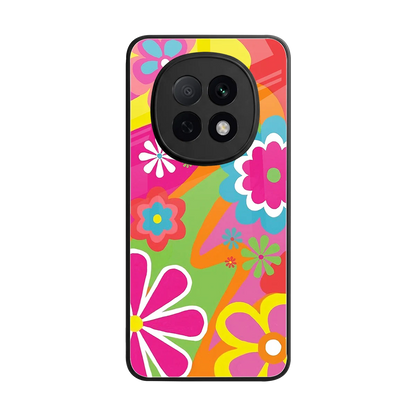 Floral Fusion back phone cover | glass case for oppo f29 pro 5g