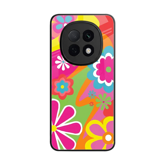 Floral Fusion back phone cover | glass case for oppo f29 pro 5g