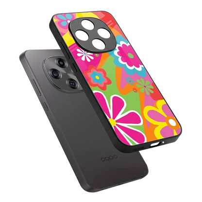 Floral Fusion sleek oppo f31 pro 5g cover with tempered glass back and TPU edges