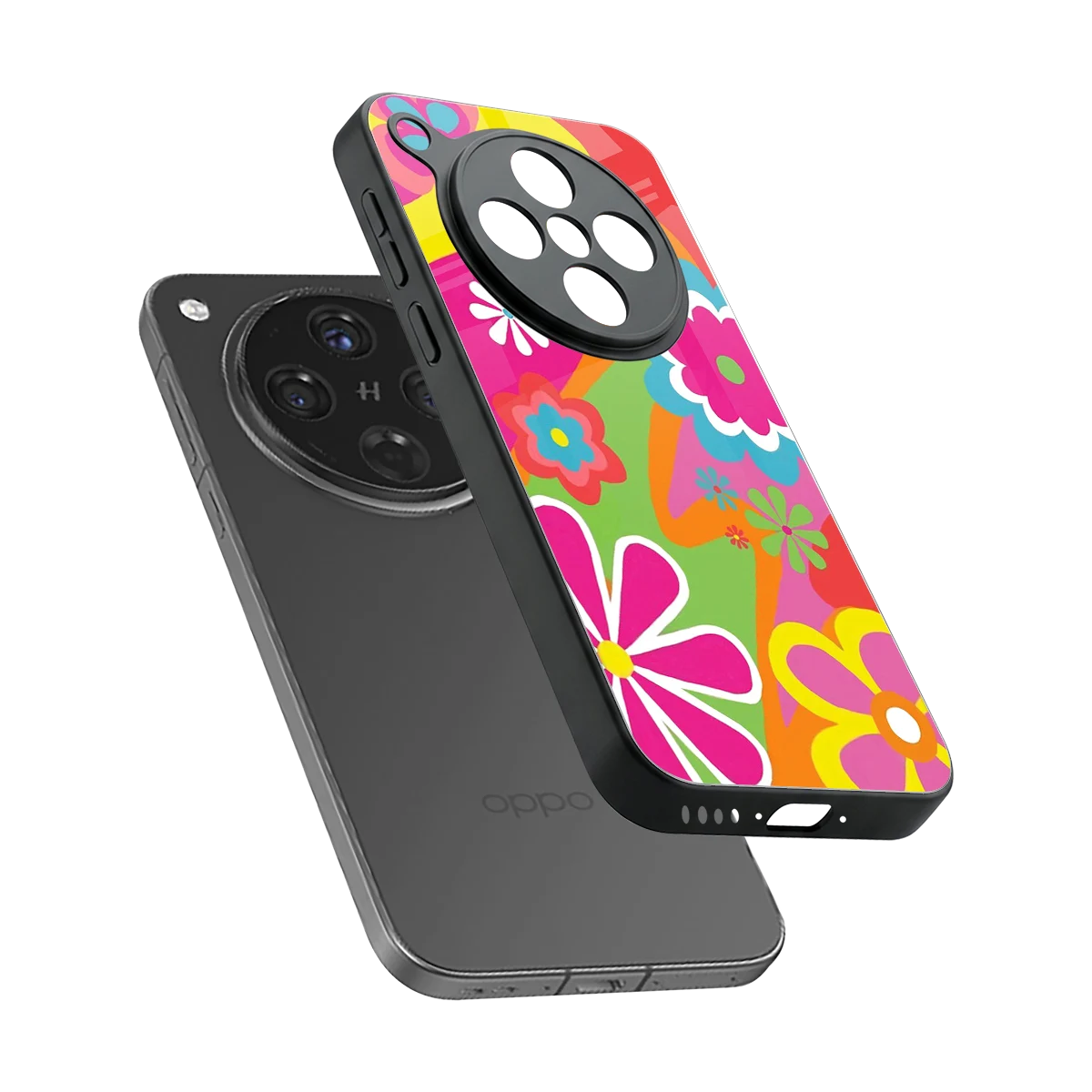 Floral Fusion sleek oppo find x8 cover with tempered glass back and TPU edges