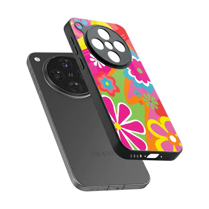 Floral Fusion sleek oppo find x8 cover with tempered glass back and TPU edges