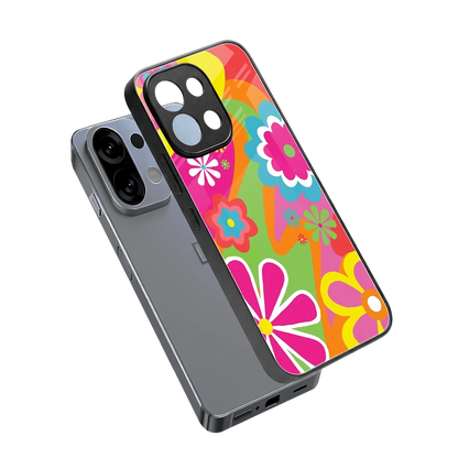 Floral Fusion sleek oppo k13 5g cover with tempered glass back and TPU edges